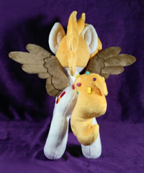 Size: 639x764 | Tagged: safe, artist:doctorkoda, oc, oc only, pegasus, pony, colored wings, commission, irl, lidded eyes, photo, plushie, solo, spread wings, standing, wings