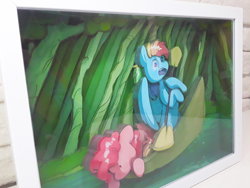 Size: 1280x960 | Tagged: safe, artist:made_by_franch, pinkie pie, rainbow dash, g4, campingє, craft, diorama, forest, handmade, mountain, nature, river, water