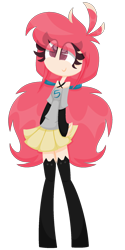 Size: 1000x2000 | Tagged: safe, artist:scridley-arts, oc, oc only, oc:scridley, human, equestria girls, g4, clothes, equestria girls oc, female, miniskirt, simple background, skinny, skirt, smiling, socks, solo, thigh highs, thigh socks, thin, transparent background