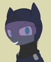Size: 848x1013 | Tagged: safe, artist:obetater, oc, oc only, bat pony, pony, bust, clothes, female, helmet, portrait, simple background, solo