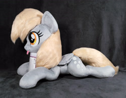 Size: 3476x2708 | Tagged: safe, artist:doctorkoda, derpy hooves, pegasus, pony, g4, :p, female, folded wings, high res, irl, lying down, mare, photo, plushie, prone, solo, tongue out, wings