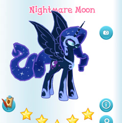 Size: 445x447 | Tagged: safe, gameloft, screencap, nightmare moon, pony, g4, my little pony: magic princess