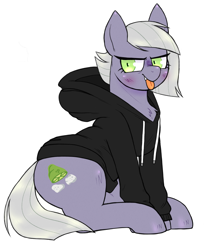 Size: 1150x1400 | Tagged: safe, artist:mclovin, limestone pie, earth pony, pony, g4, clothes, female, hoodie, mare, sitting, solo, tongue out