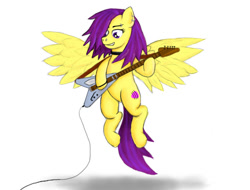 Size: 900x684 | Tagged: safe, artist:fastballncs, oc, oc:strings, pegasus, pony, electric guitar, flying v, guitar, musical instrument, pegasus oc, simple background, white background