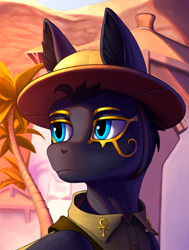 Size: 1620x2141 | Tagged: safe, artist:kleowolfy, oc, oc only, pegasus, pony, equestria at war mod, bust, clothes, commission, egyptian pony, portrait, soldier, solo, uniform