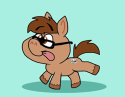 Size: 1016x787 | Tagged: safe, artist:cookie-lovey, oc, oc only, earth pony, pony, 2014, glasses, green background, male, meme, simple background, smiling, solo, stallion, style emulation, the fairly oddparents, tongue out, trollface, unshorn fetlocks