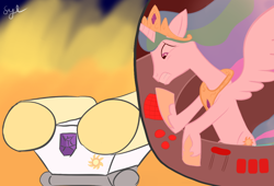 Size: 1020x695 | Tagged: safe, artist:sylphanscribe, princess celestia, alicorn, pony, g4, female, solo