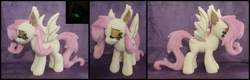 Size: 5217x1675 | Tagged: safe, artist:starfulstitches, fluttershy, oc, bat pony, pony, g4, bat ponified, female, flutterbat, irl, mare, photo, plushie, race swap, solo, spread wings, wings