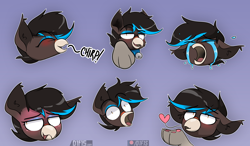 Size: 2560x1500 | Tagged: safe, artist:difis, oc, oc only, oc:onyx serenade, bird, cat, hybrid, pony, beak, blowing a kiss, blushing, chirping, crying, cute, emote, gasp, hybrid oc, kissing, nervous, paw pads, paws, solo, wide eyes