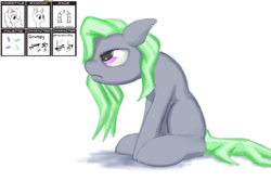 Size: 540x360 | Tagged: safe, artist:stillwaterspony, oc, oc only, pony, emotions, female, grumpy, horseshoes, sitting, solo, unamused