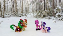 Size: 2048x1181 | Tagged: safe, photographer:pakapaka1993, autumn blaze, berry punch, berryshine, cinder glow, starlight glimmer, summer flare, earth pony, pony, g4, irl, japan, photo, plushie, snow