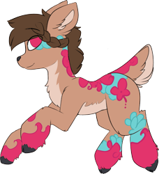 Size: 1659x1817 | Tagged: safe, artist:beardie, oc, oc only, unnamed oc, deer, deer pony, original species, pony, raised hoof, simple background, smiling, solo, transparent background
