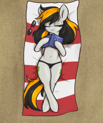 Size: 2500x3000 | Tagged: safe, artist:t72b, oc, oc only, oc:chroma key, pegasus, pony, beach, belly button, bikini, book, clothes, eyes closed, female, high res, hoof hold, lying down, mare, on back, overhead view, sleeping, smiling, solo, sunbathing, sunglasses, swimsuit, towel