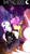 Size: 2100x3712 | Tagged: safe, artist:modularpon, king sombra, nightmare moon, oc, oc:grim fate, alicorn, pony, unicorn, new lunar millennium, g4, alternate timeline, armor, cape, castle, clothes, crystal empire, explosion, fanfic, fanfic art, fanfic cover, female, fire, high res, horn, mare, nightmare takeover timeline, ponytail, shoes, smoke, solo focus, unicorn oc