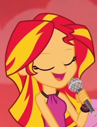 Size: 592x776 | Tagged: safe, screencap, sunset shimmer, human, equestria girls, g4, my little pony equestria girls: rainbow rocks, microphone, singing