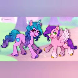 Size: 1440x1440 | Tagged: safe, artist:_rarerayy_, izzy moonbow, pipp petals, pegasus, pony, unicorn, g5, my little pony: a new generation, adorapipp, cute, duo, duo female, female, izzybetes, mare