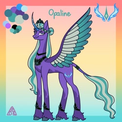 Size: 1080x1080 | Tagged: safe, artist:demiangelkat, opaline arcana, alicorn, pony, g5, spoiler:g5, curved horn, female, horn, leonine tail, solo, tail, unshorn fetlocks