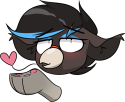 Size: 2550x2080 | Tagged: safe, artist:difis, oc, oc only, oc:onyx serenade, bird, cat, hybrid, pony, beak, blowing a kiss, blushing, cute, emote, high res, hybrid oc, kissing, paw pads, paws, solo
