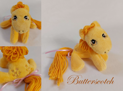 Size: 1299x960 | Tagged: safe, artist:starfulstitches, butterscotch (g1), earth pony, pony, g1, female, irl, lying down, mare, photo, plushie, prone, solo