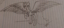 Size: 3100x1389 | Tagged: safe, artist:those kids in the corner, oc, oc:evergreen, alicorn, pony, female, mare, old art, spread wings, traditional art, wings