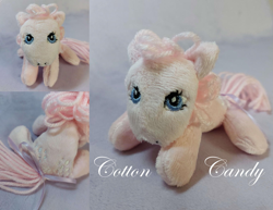 Size: 1225x947 | Tagged: safe, artist:starfulstitches, cotton candy (g1), earth pony, pony, g1, female, irl, lying down, mare, photo, plushie, prone, solo