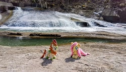 Size: 2048x1173 | Tagged: safe, photographer:pakapaka1993, autumn blaze, fluttershy, kirin, pony, g4, irl, japan, photo, plushie