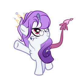 Size: 2048x2048 | Tagged: safe, artist:harmonyvitality-yt, oc, oc only, hybrid, pony, unicorn, g4, base used, female, filly, foal, glasses, high res, horn, jewelry, raised hoof, simple background, solo, tiara, transparent background, unicorn oc