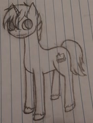 Size: 1233x1619 | Tagged: safe, artist:those kids in the corner, oc, oc:scrambled eggs, earth pony, pony, male, old art, sketch, smiling, stallion, traditional art