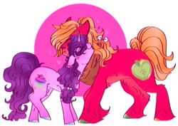 Size: 540x382 | Tagged: safe, artist:rare-apples, big macintosh, sugar belle, earth pony, pony, unicorn, g4, 2d, digital art, duo, female, love, male, mare, nuzzling, ship:sugarmac, shipping, simple background, smiling, stallion