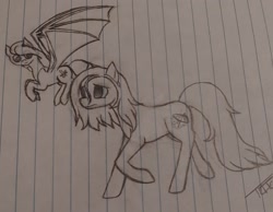 Size: 2054x1593 | Tagged: safe, artist:those kids in the corner, oc, oc:dried petals, oc:peppermint parcel, bat pony, earth pony, pony, female, flying, mare, old art, running, spread wings, traditional art, wings