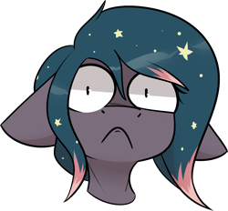 Size: 1717x1592 | Tagged: safe, artist:difis, oc, oc only, oc:star universe, pegasus, pony, cute, displeased, emote, ethereal mane, female, frown, mare, pegasus oc, shocked, shocked expression, shook, solo, starry mane, wide eyes