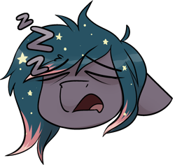 Size: 1666x1575 | Tagged: safe, artist:difis, oc, oc only, oc:star universe, pegasus, pony, cute, emote, ethereal mane, exhausted, female, mare, onomatopoeia, pegasus oc, sleeping, snoring, solo, sound effects, starry mane, zzz