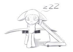 Size: 1200x861 | Tagged: artist needed, safe, oc, oc only, original species, plane pony, pony, cute, eyes closed, floppy ears, grayscale, monochrome, onomatopoeia, plane, simple background, sleeping, solo, sound effects, tu-144, visor, white background, zzz