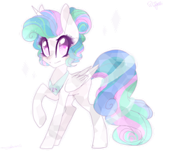 Size: 1024x891 | Tagged: safe, artist:jgreti, princess celestia, alicorn, pony, g4, colored pupils, crystallized, simple background, smiling, solo, transparent background