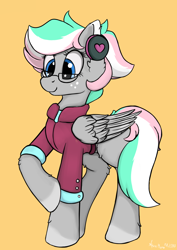 Size: 1724x2440 | Tagged: safe, artist:aquamuro, part of a set, oc, oc only, oc:shirley flow, pegasus, pony, g5, advertisement in description, clothes, colored hooves, commission, cute, description is relevant, ear fluff, female, fluffy, folded wings, g5 oc, giveaway, glasses, mare, multicolored hair, oda 1997, oda 997, pegasus oc, signature, simple background, sketch, smiling, solo, wings, ych result
