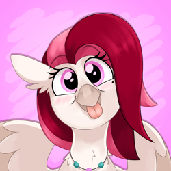 Size: 2500x2500 | Tagged: safe, artist:luximus17, oc, oc only, oc:velvet skies, classical hippogriff, hippogriff, g4, :p, adoraskies, blushing, bust, commission, cute, female, high res, hippogriff oc, icon, ocbetes, portrait, simple background, solo, tongue out