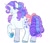 Size: 3524x3024 | Tagged: safe, artist:mysthooves, rarity, pony, twinkle eyed pony, unicorn, g1, g4, bow, female, g4 to g1, generation leap, high res, hoof heart, mare, open mouth, open smile, raised hoof, simple background, smiling, solo, sparkly eyes, tail, tail bow, underhoof, white background, wingding eyes