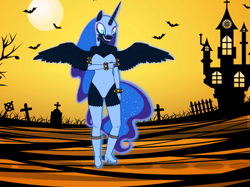 Size: 755x566 | Tagged: safe, artist:imyouknowwho, nightmare moon, anthro, g4, boots, female, high heel boots, kisekae, shoes, solo