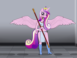 Size: 768x586 | Tagged: safe, artist:imyouknowwho, princess cadance, anthro, g4, boots, female, high heel boots, kisekae, shoes, solo