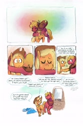 Size: 2659x4032 | Tagged: safe, artist:punkittdev, applejack, big macintosh, earth pony, pony, comic:apple in the orchard, g4, comic, dialogue, female, trans big macintosh, trans female, transgender