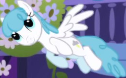 Size: 264x164 | Tagged: safe, screencap, lightning bolt, white lightning, pegasus, pony, friendship is magic, g4, background character, background pony, cropped, female, flying, mare, solo, spread wings, wings