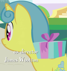 Size: 867x920 | Tagged: safe, screencap, lemon hearts, pony, unicorn, friendship is magic, g4, my little pony: friendship is magic, background character, background pony, credits, cropped, female, horn, mare, present, solo