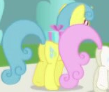 Size: 156x131 | Tagged: safe, screencap, lemon hearts, twinkleshine, pony, unicorn, friendship is magic, g4, background character, background pony, butt, cropped, female, horn, mare, plot, solo focus