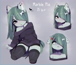 Size: 3999x3460 | Tagged: safe, artist:magnaluna, marble pie, earth pony, anthro, abstract background, adorasexy, angry, bare shoulders, beauty mark, blushing, bow, breasts, busty marble pie, choker, cleavage, clothes, cross-popping veins, curvy, cute, dress, ear blush, ear fluff, ear piercing, emanata, emo, eyeshadow, female, floating heart, floppy ears, hair bow, hair over one eye, heart, high res, kneeling, lips, looking at you, makeup, marblebetes, off shoulder, off shoulder sweater, piercing, sexy, sigh, skirt, solo, stockings, stupid sexy marble pie, sweater, sweater puppies, thigh highs, thighs, wide hips