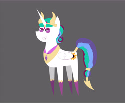 Size: 5116x4197 | Tagged: safe, artist:cabinet chief assistant k, idw, princess celestia, alicorn, pony, g4, reflections, absurd resolution, evil celestia, evil counterpart, evil smile, female, grin, horn, horn ring, jewelry, mare, mirror universe, pointy ponies, regalia, ring, simple background, smiling, solo, vector