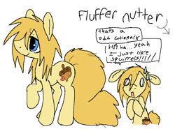 Size: 798x592 | Tagged: safe, artist:muffinz, oc, oc only, oc:fluffer nutter, earth pony, pony, squirrel, embarrassed, male, pixel-crisp art, simple background, solo, stallion, white background