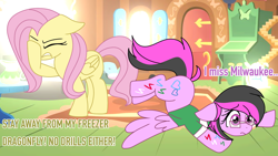 Size: 1280x720 | Tagged: safe, fluttershy, oc, oc:dragonfly, g4, facepalm, milwaukee, offspring, parent:fluttershy