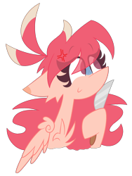 Size: 1500x2000 | Tagged: safe, artist:scridley-arts, oc, oc only, oc:scridley, pegasus, pony, chest fluff, cross-popping veins, emanata, female, knife, pegasus oc, simple background, solo, transparent background