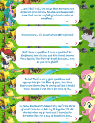 Size: 2048x2656 | Tagged: safe, gameloft, fluttershy, jewel, pipsqueak, truffle shuffle, earth pony, merpony, pegasus, pony, g4, my little pony: magic princess, bandana, clothes, colt, dialogue, dialogue box, english, event, eyepatch, female, foal, high res, male, mare, mobile game, speech bubble, stallion, text