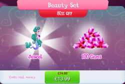 Size: 1270x860 | Tagged: safe, gameloft, jewel, merpony, g4, my little pony: magic princess, bundle, costs real money, english, female, gem, jewelry, mare, mobile game, necklace, numbers, sale, solo, text